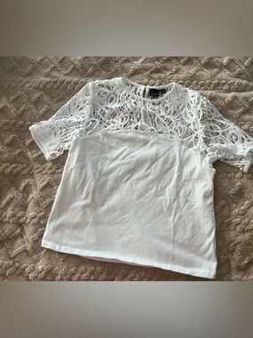 GAP White Embroidered Lace Top